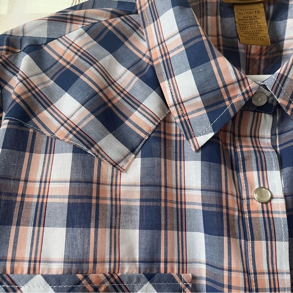 Women's Wrangler Essential Western Anthem Blue Plaid Long Sleeve Shirt Size XL - Picture 4 of 12